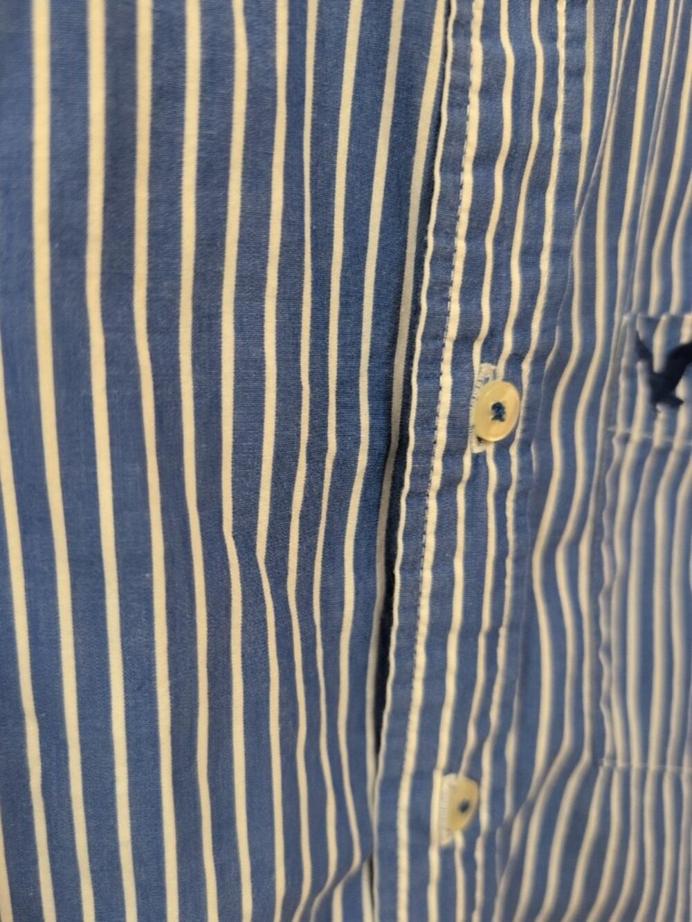 American Eagle Outfitters Shirt Men's S Blue White Long Sleeve Polo Striped Logo - Picture 4 of 8